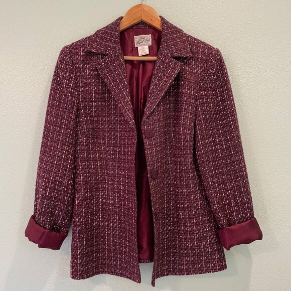 Long Elegant‎ Legs Burgundy Size 10 blazer - Picture 1 of 5